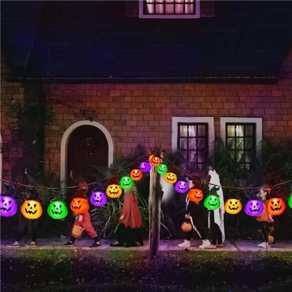 Upgraded Battery Operated Halloween Pumpkin Lights, 30 LED, 8 Modes, Waterproof - Picture 5 of 7